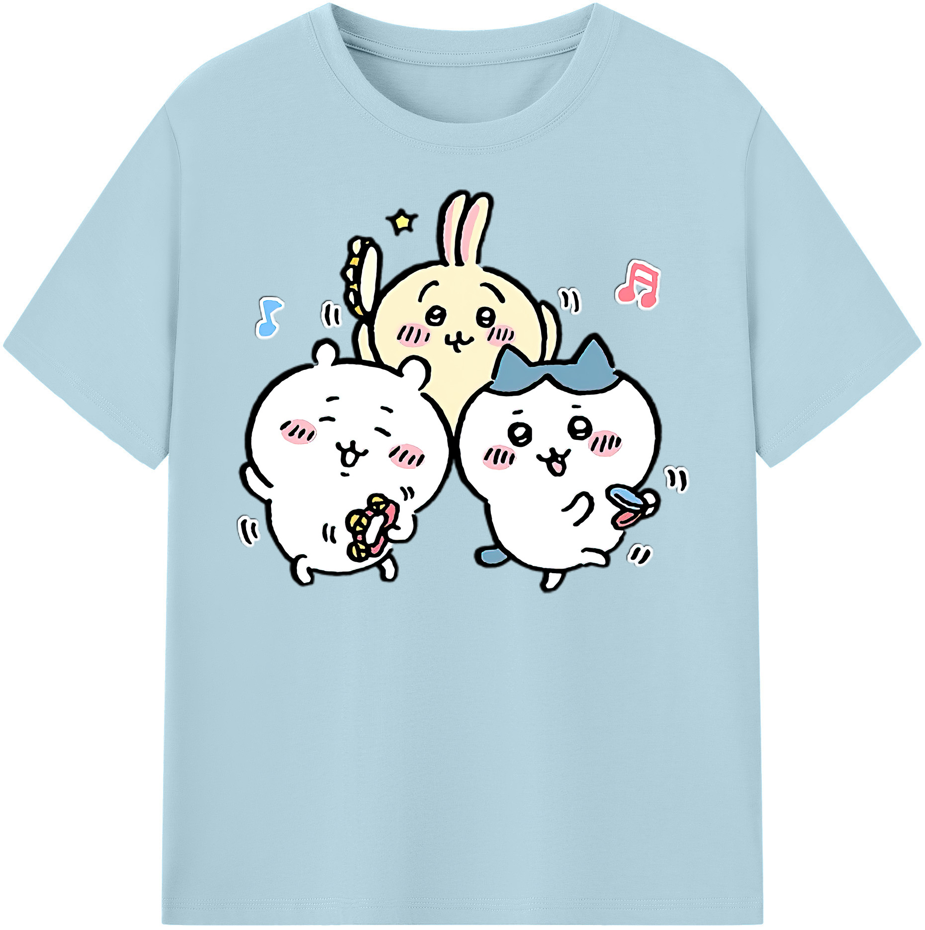 （画像用） ちいかわ ハチワレ Chii-kawa hachiware 綿100％半袖Tシャツ（フロントプリント）
